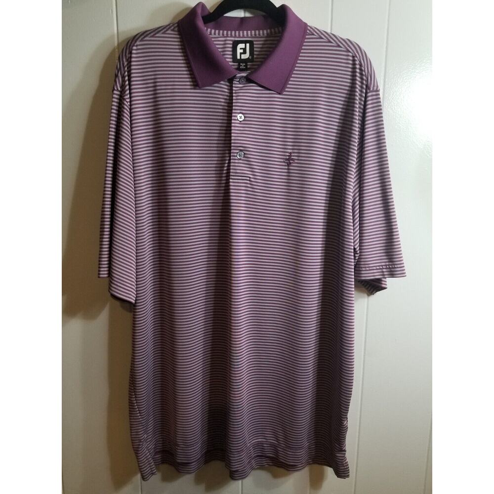 Footjoy Mens Sz‎ XL Purple/Gray Striped Polo Golf Shirt
